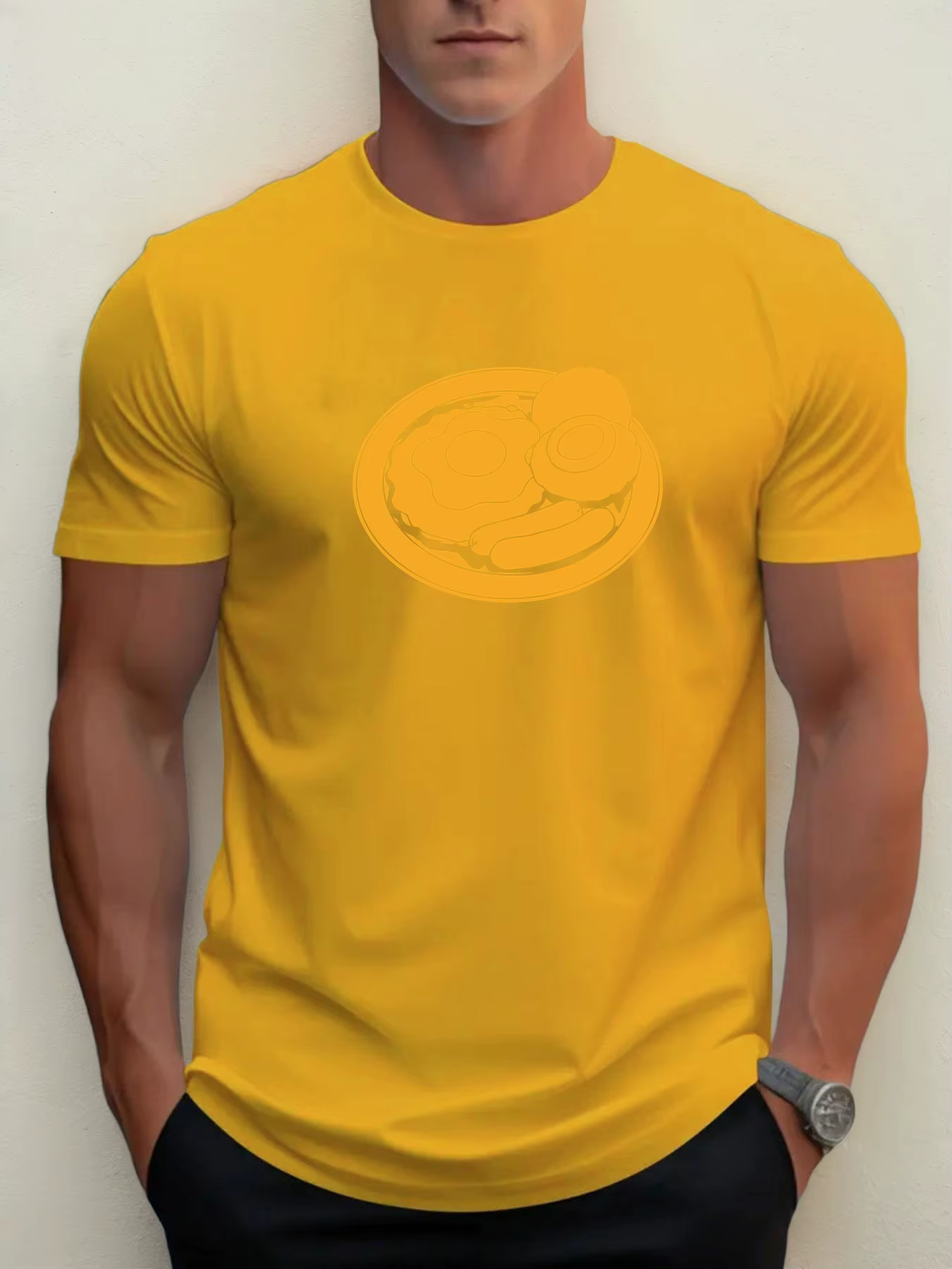 T-shirt pour le petit-déjeuner des hommes 100 % coton impression graphique été