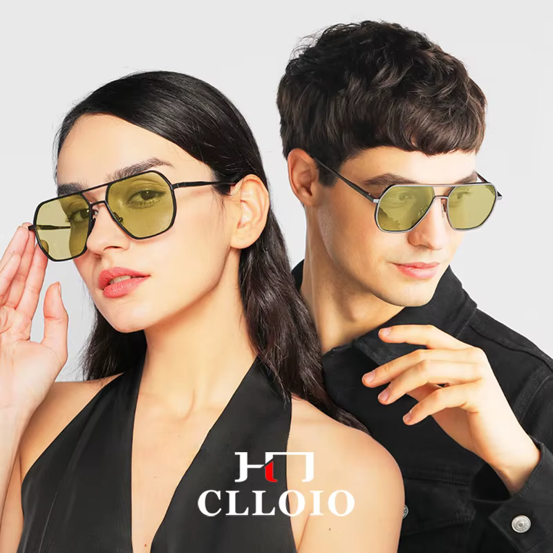 CLLOIO Anti-éblouissement jour nuit Vision lunettes hommes femmes polarisées conduite lunettes de soleil carré aluminium photochromique lunettes de soleil UV400