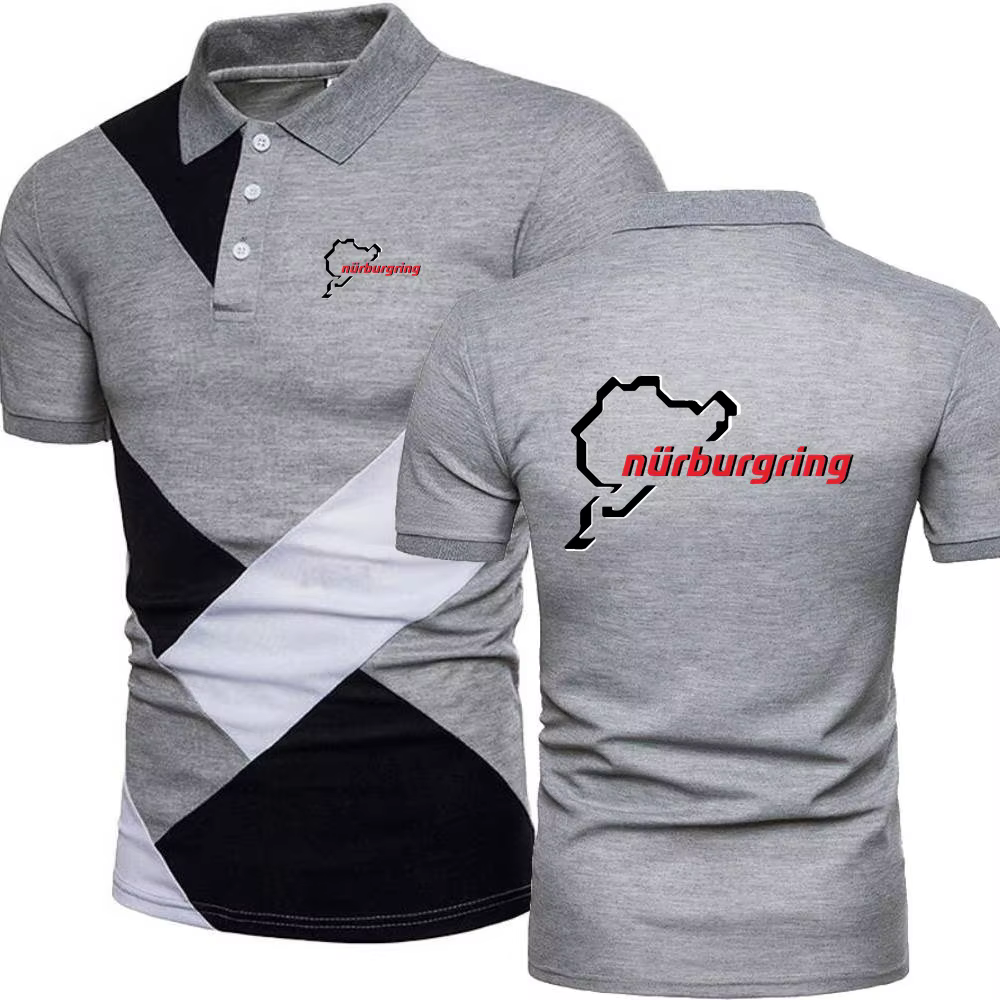 Nürburgring course piste polos hommes couleur bloquée t-shirt aventure amateurs de sport revers