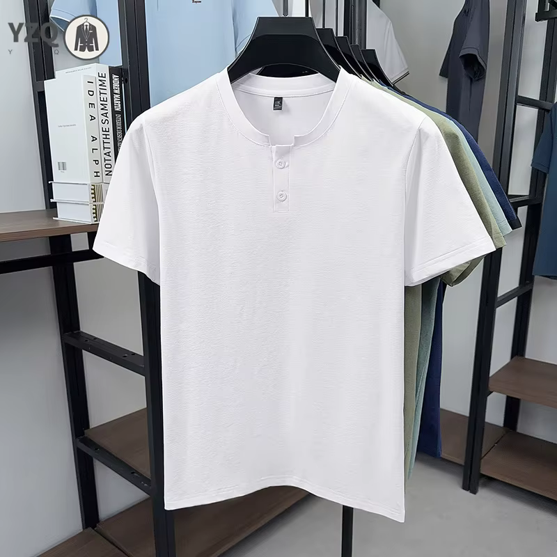 T-shirt à col Henley anti-rides pour homme