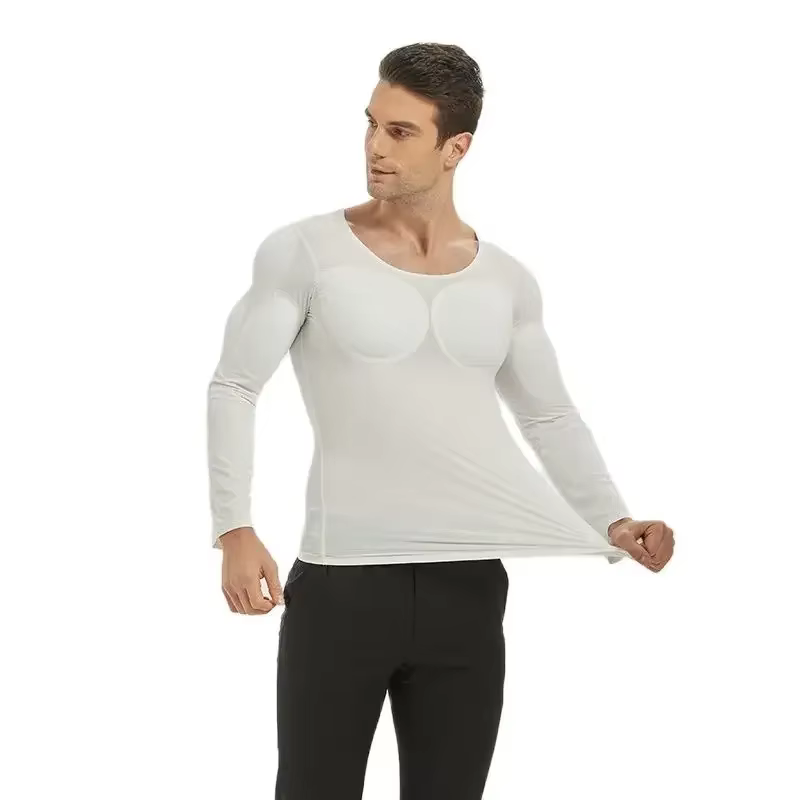 3D faux Muscle T-Shirt homme Cosplay bras poitrine sous-vêtements fête corps Shaper Invisible coussin Abdominal haut