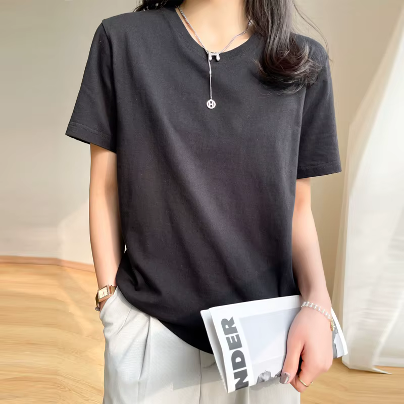 T-shirts pour femmes 2026 – Hauts décontractés en coton à manches courtes et col rond
