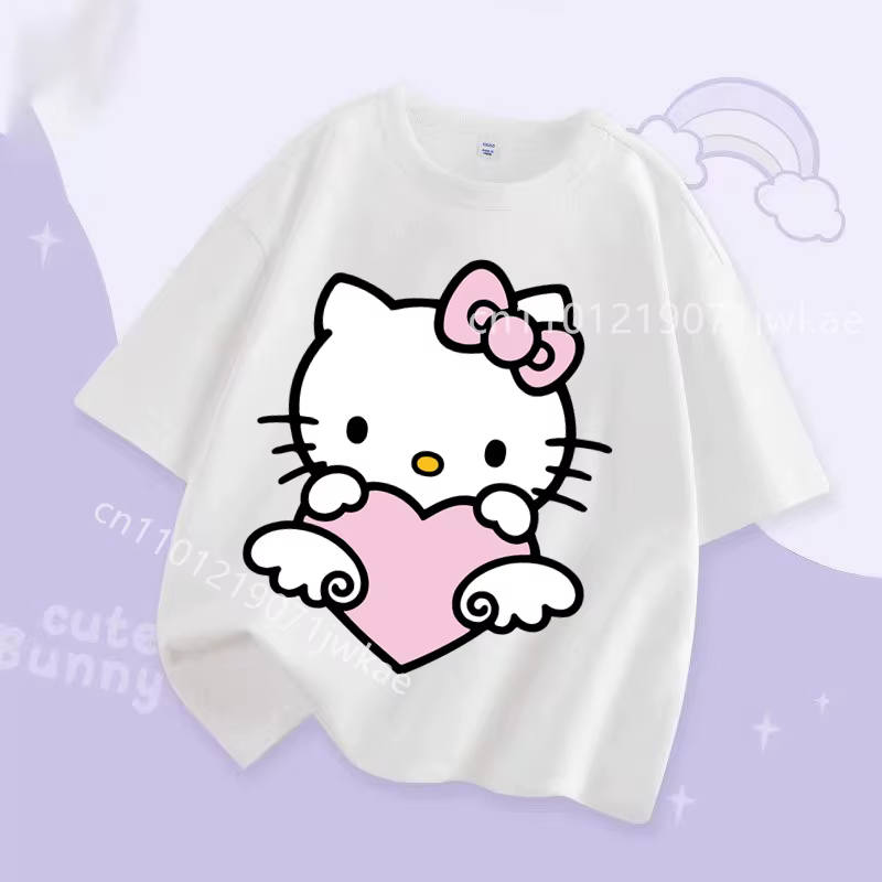T-shirt d'été Hello Kitty Kawaii pour enfants