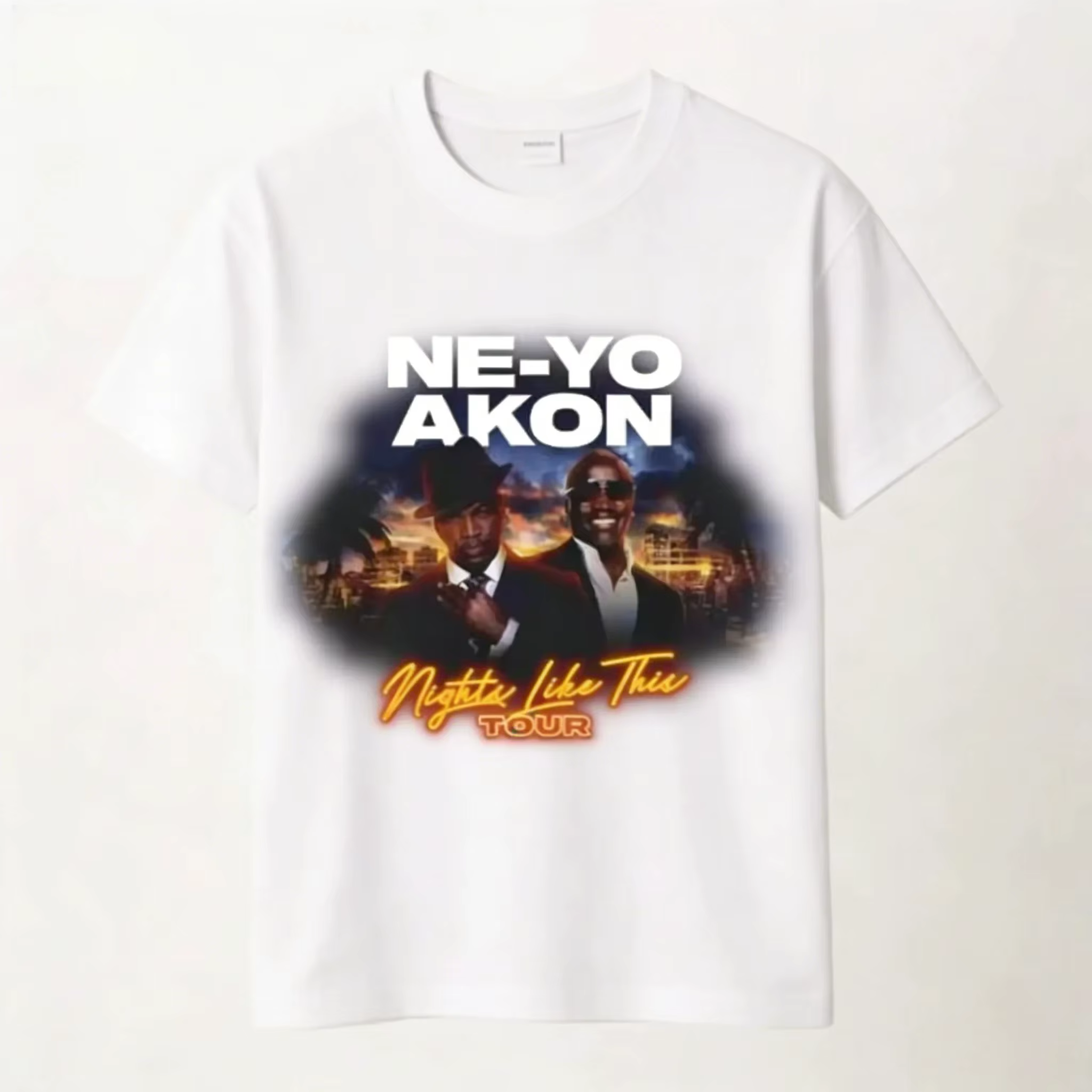 T-shirt Ne Yo Akon 2026 Nouvelle Tournée Night Like This – Haut Décontracté Tendance pour le Quotidien