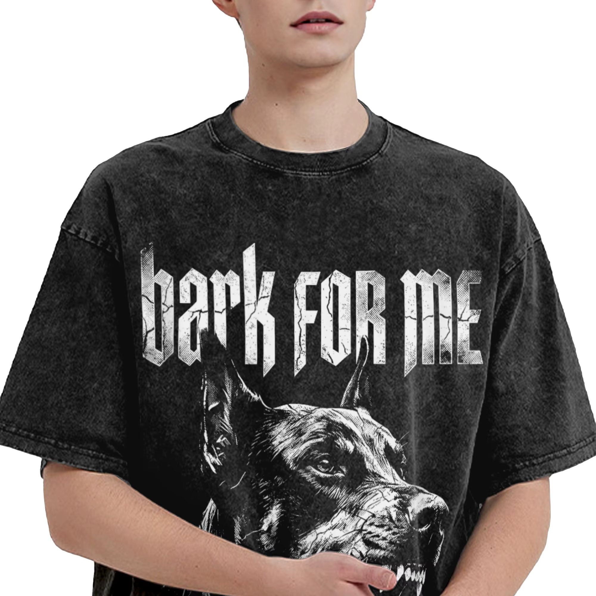 T-shirt Bark for Me Dog Doberman Grunge