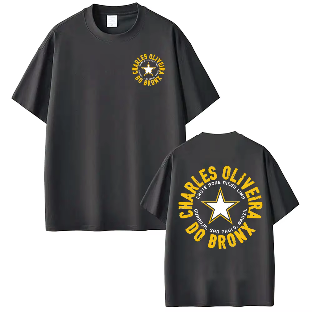 T-shirts imprimés avec le logo de Charles Oliveira Do Bronx pour hommes et femmes