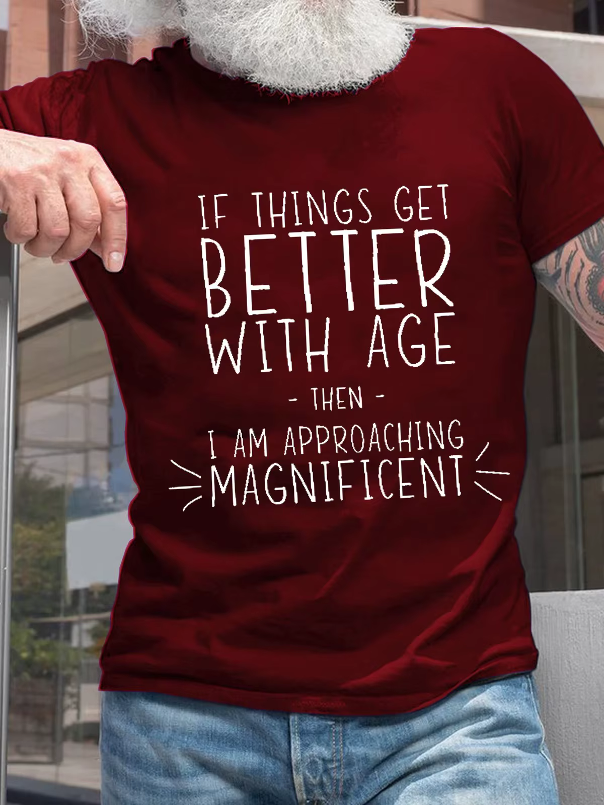 T-shirt en coton à col rond pour hommes