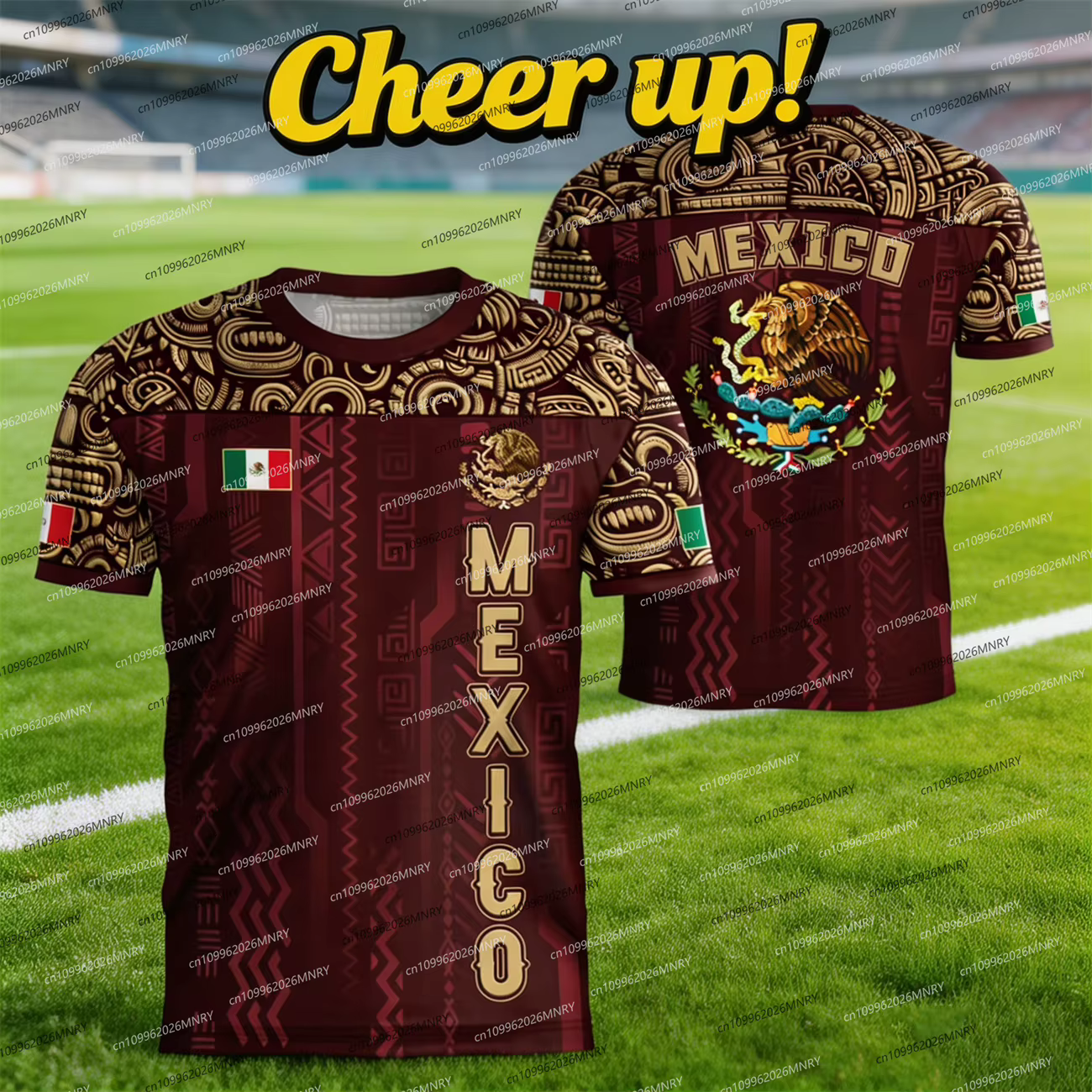 T-shirt imprimé drapeau national du Mexique pour hommes