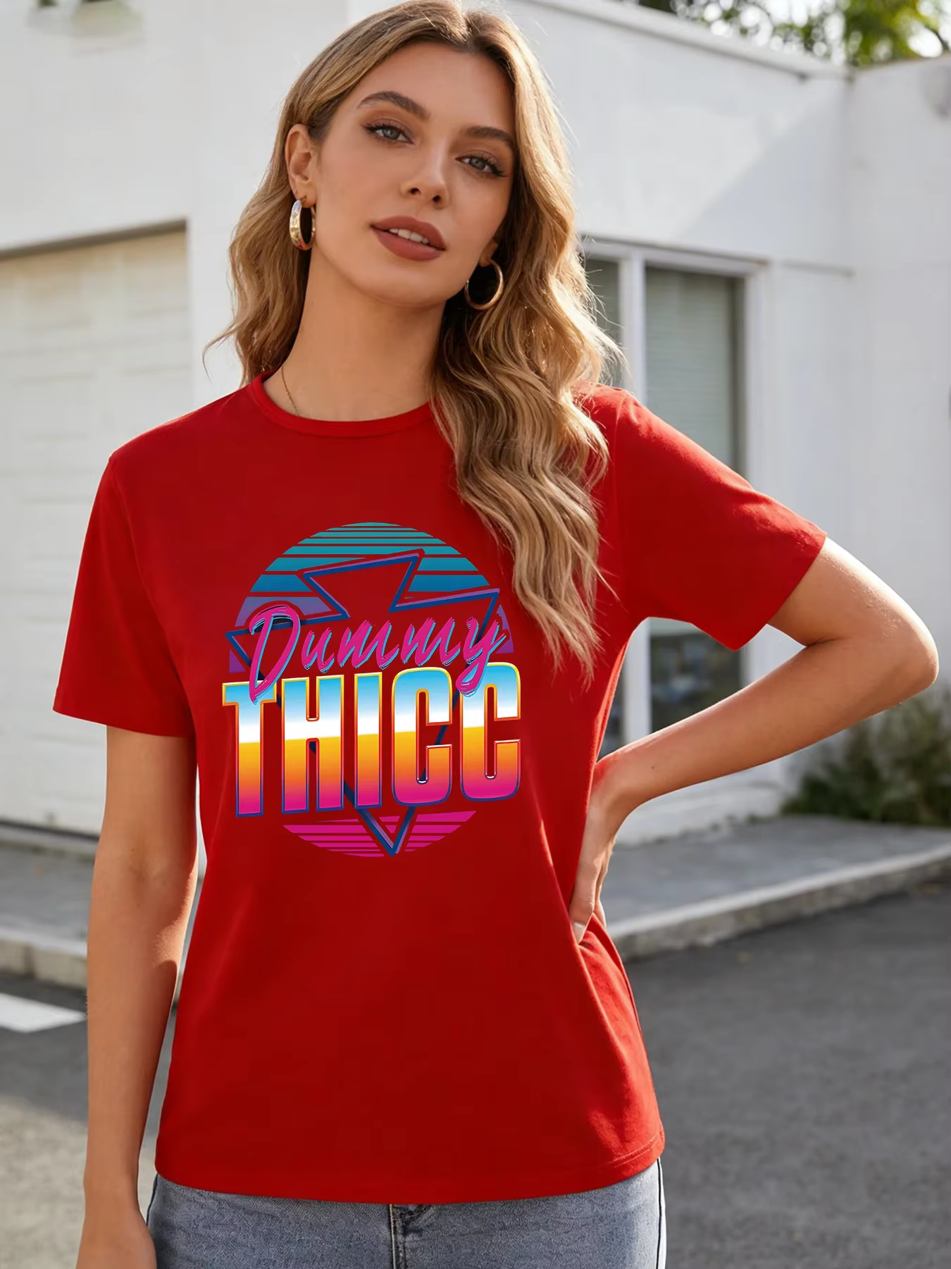 Nouveau T-shirt Femme Printemps/Été 2026 – Motif Rétro Années 80 – Col Rond Décontracté à Manches Courtes