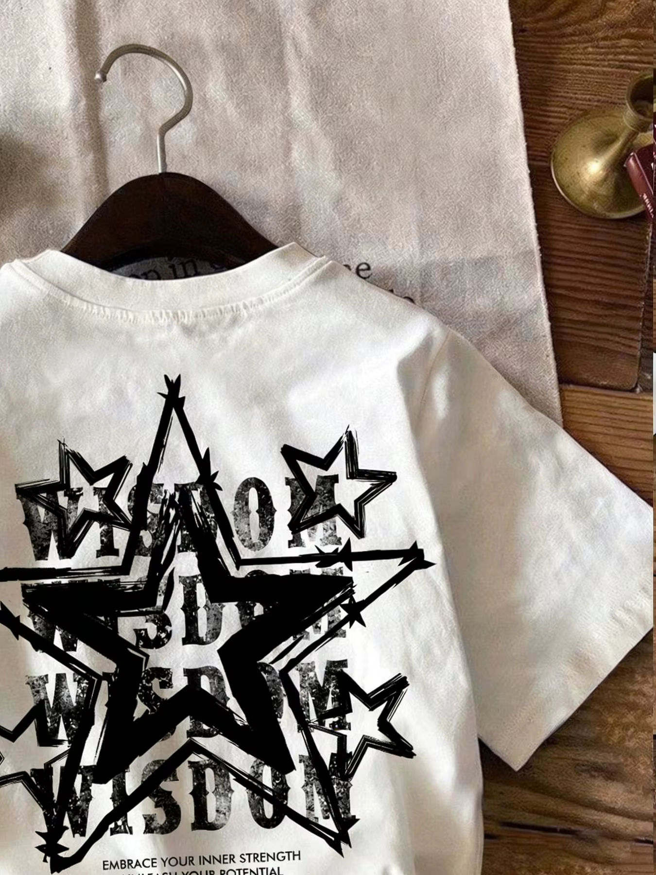 T-shirt pour enfants, motif étoile et lettres imprimées