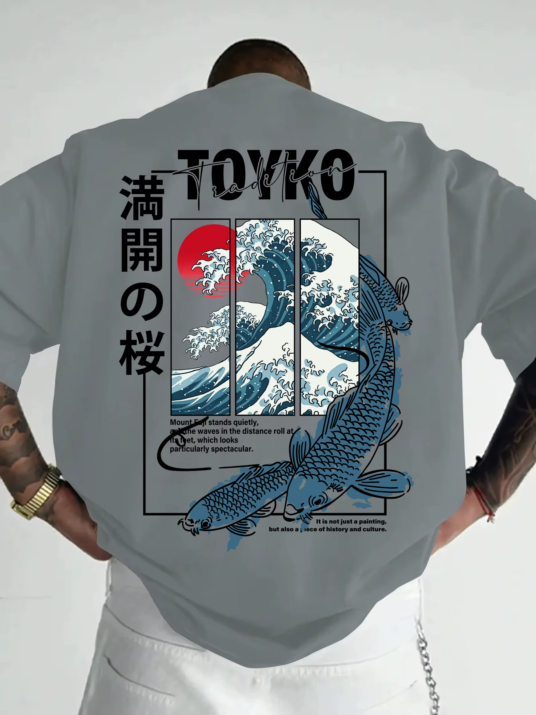 T-shirt pour homme, style japonais, motif tendance, ample, été, nouveau, 100% coton pur, matière douce, polyvalent, confortable et respirant