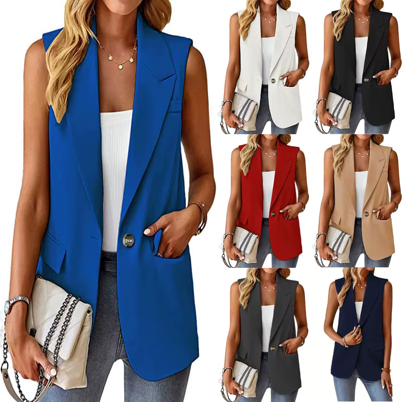 2025 femmes sans manches Blazer gilet décontracté bureau