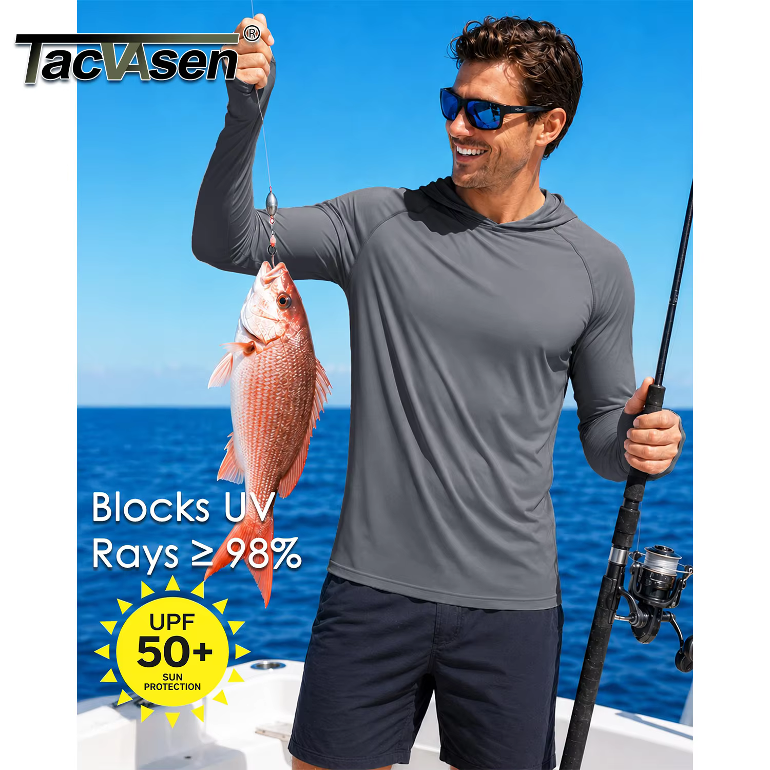 TACVASEN T-Shirts de Protection solaire à manches longues pour hommes