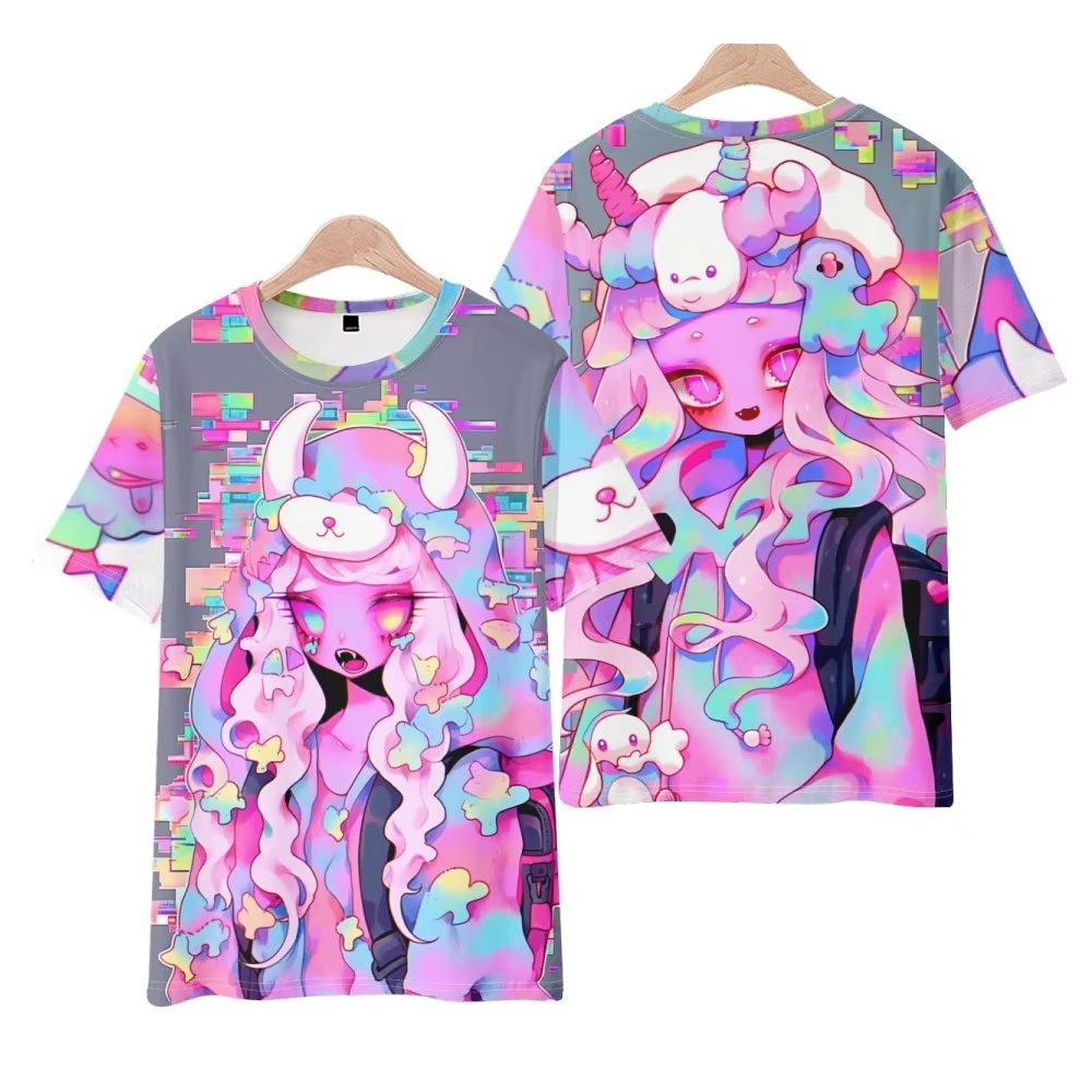 T-shirt Harajuku Kawaii Anime Print pour femmes