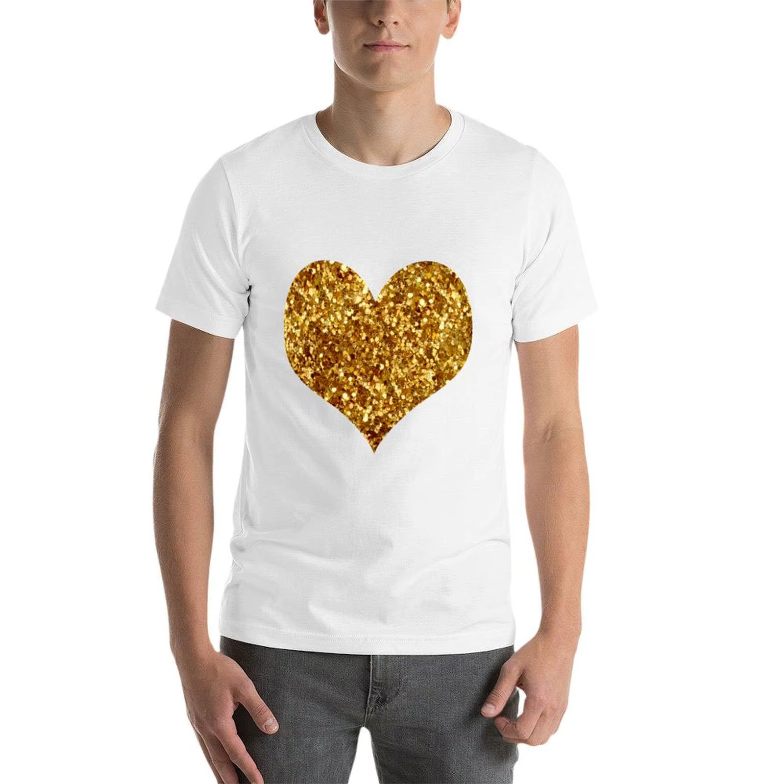 T-shirt homme en coton avec motif paillettes dorées