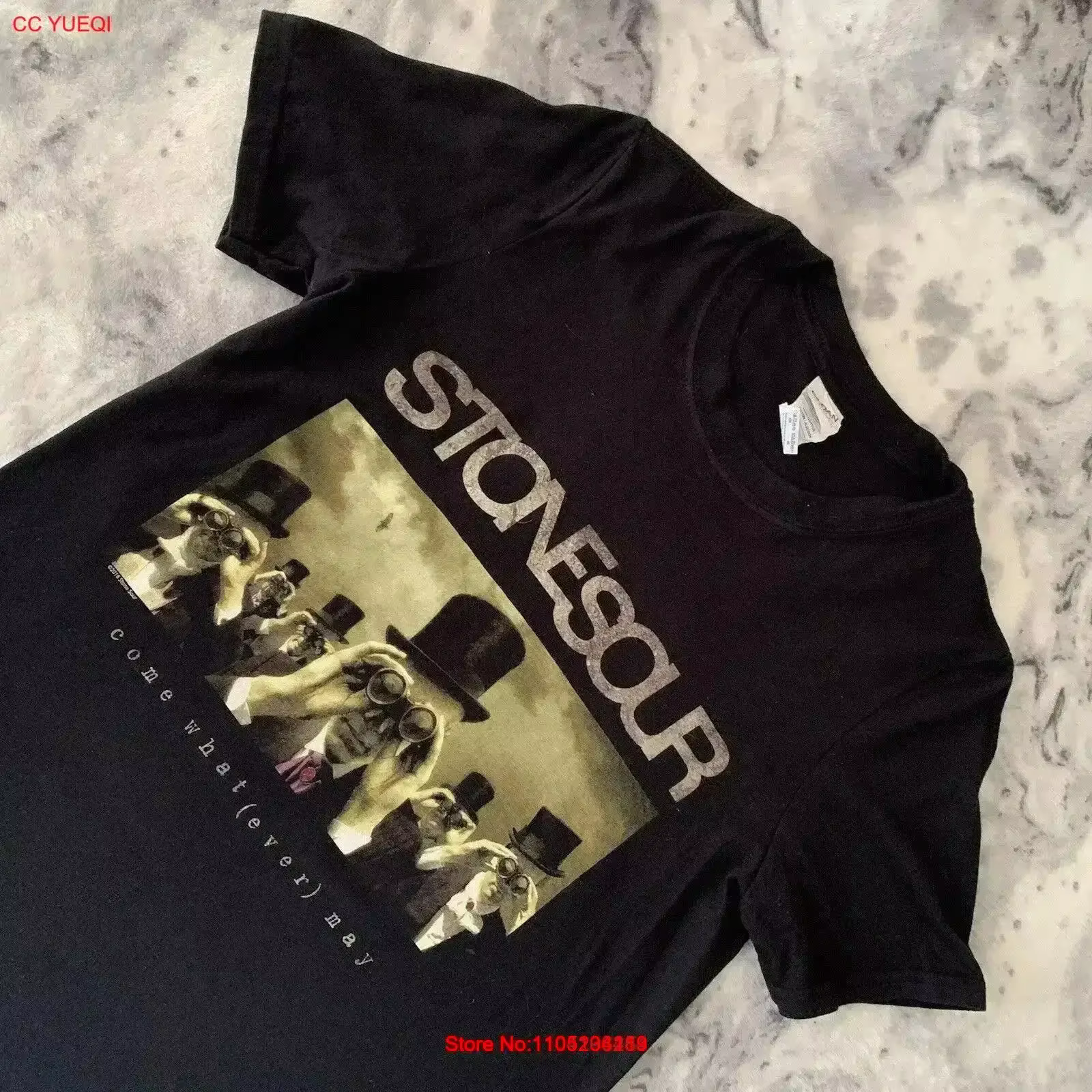 Stone Sour Come What Ever May 2016 groupe t petit haut Tour Concert S vintage lavé légèrement graphique polyvalent étiré décontracté