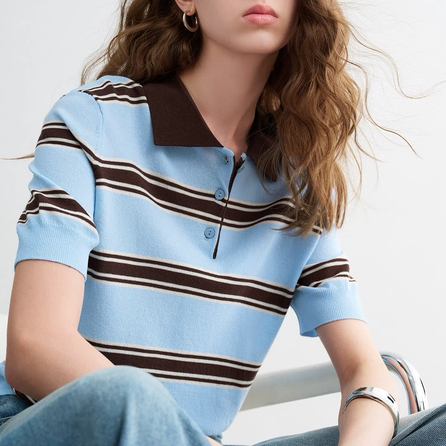 TOYOUTH – Polo à rayures intellectuelles pour femmes