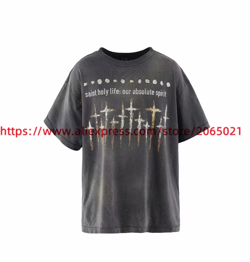 T-shirt vintage délavé pour hommes et femmes