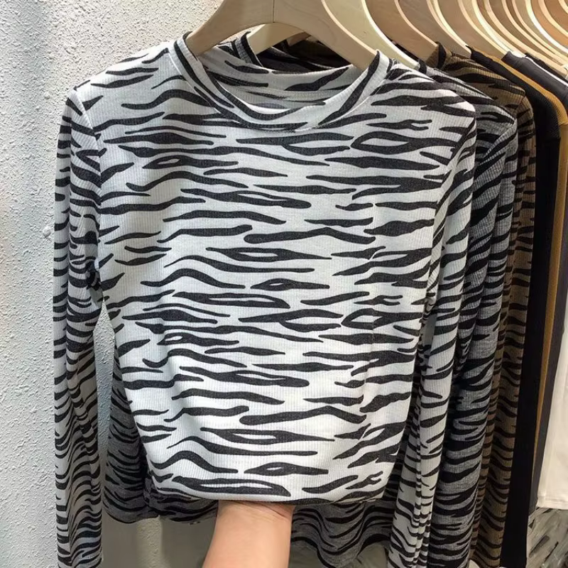 OCEANLOVE Y2k vêtements léopard t-shirt pour femmes Vintage printemps automne bases Ropa De Mujer mode coréenne mince t-shirts courts