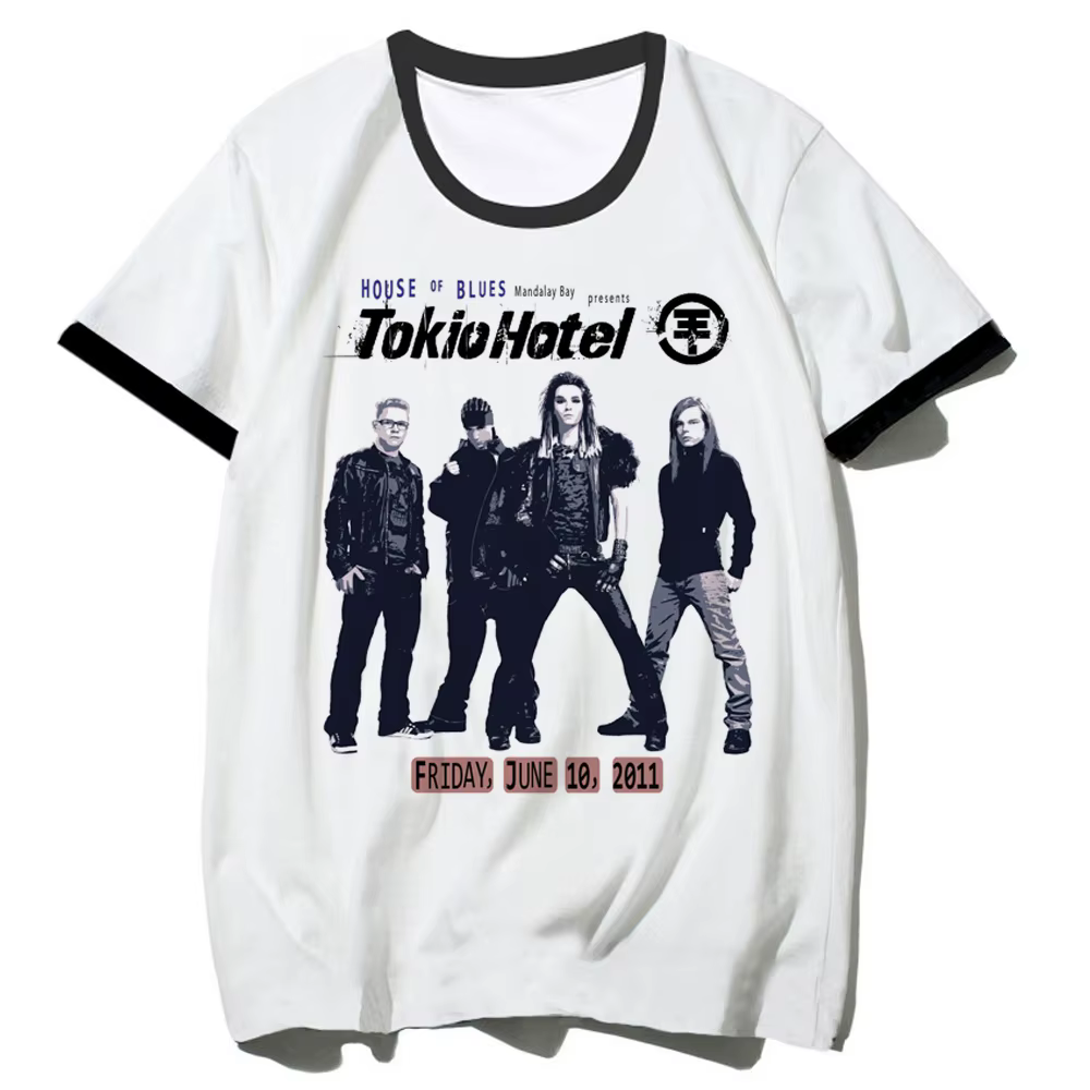 T-shirt Tokio Hotel pour adolescents, streetwear graphique des années 2000, vintage, harajuku, haut coloré, rétro, tendance, graphique, confortable, pastel