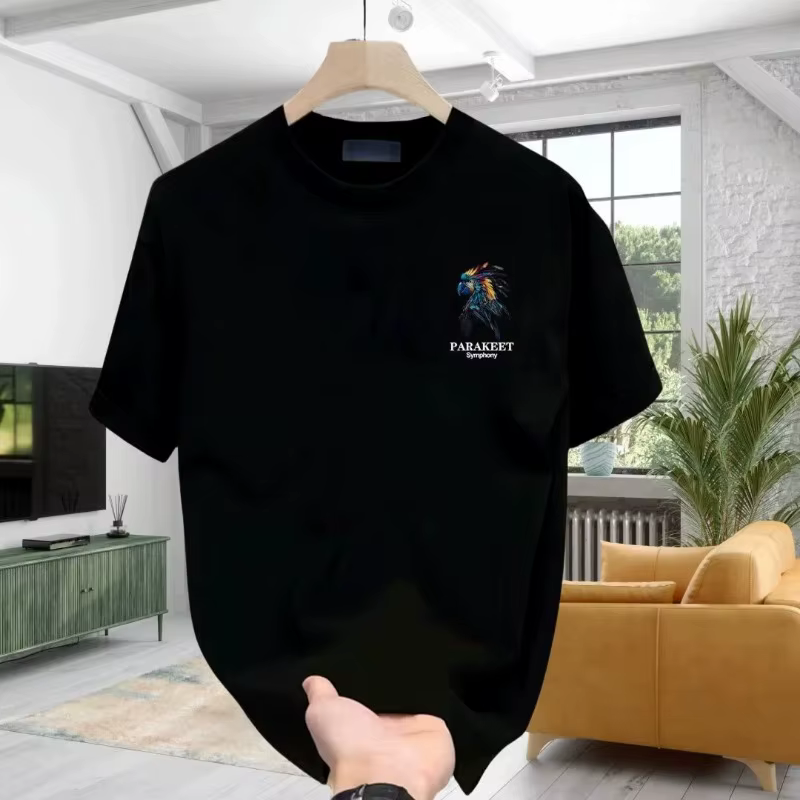 T-shirts en coton ajustés noirs pour hommes