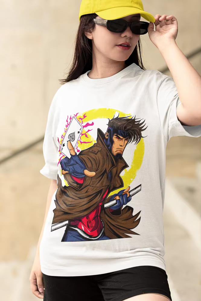 Gambit Card Trick T-Shirt x-men pour hommes, chemise unisexe grise, toutes tailles
