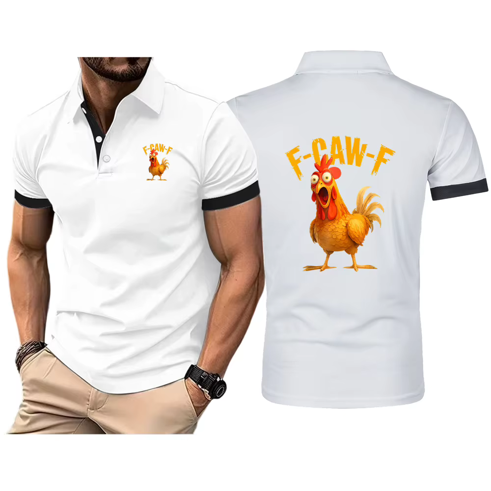 2025 F Caw F poulet FCAWF imprimer hommes nouveau Style été mode respirant Polos chemise décontracté couleur unie haut mince