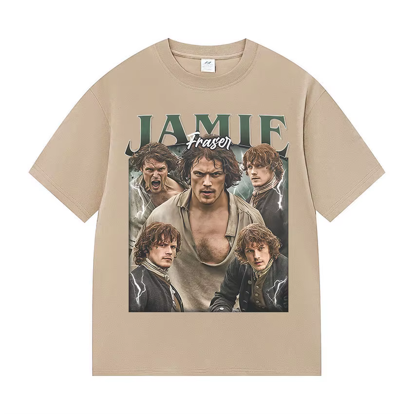 Série télévisée classique Jamie Fraser T-Shirts graphiques mode homme gothique surdimensionné T-shirt Vintage