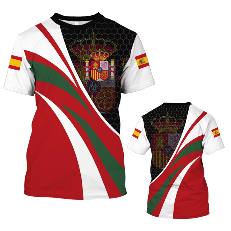T-shirt à manches courtes avec emblème national espagnol pour hommes