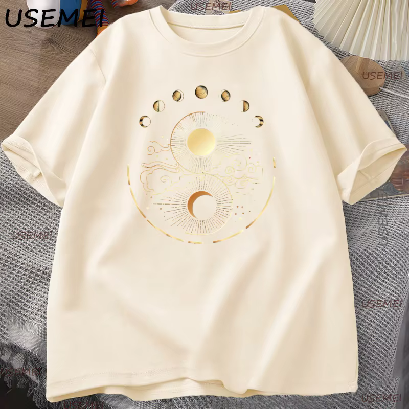 Lune mystique et soleil T-Shirt hommes femmes Boho Vintage