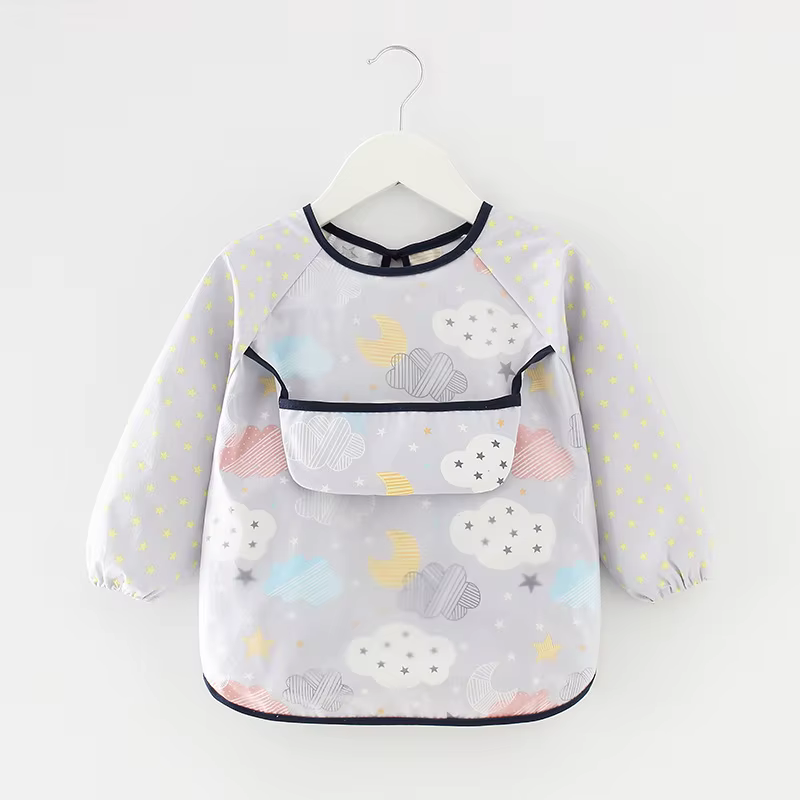 Bavoirs pour bébés enfants en bas âge écharpe à manches longues imperméable Art Smock bavoir d'alimentation tablier