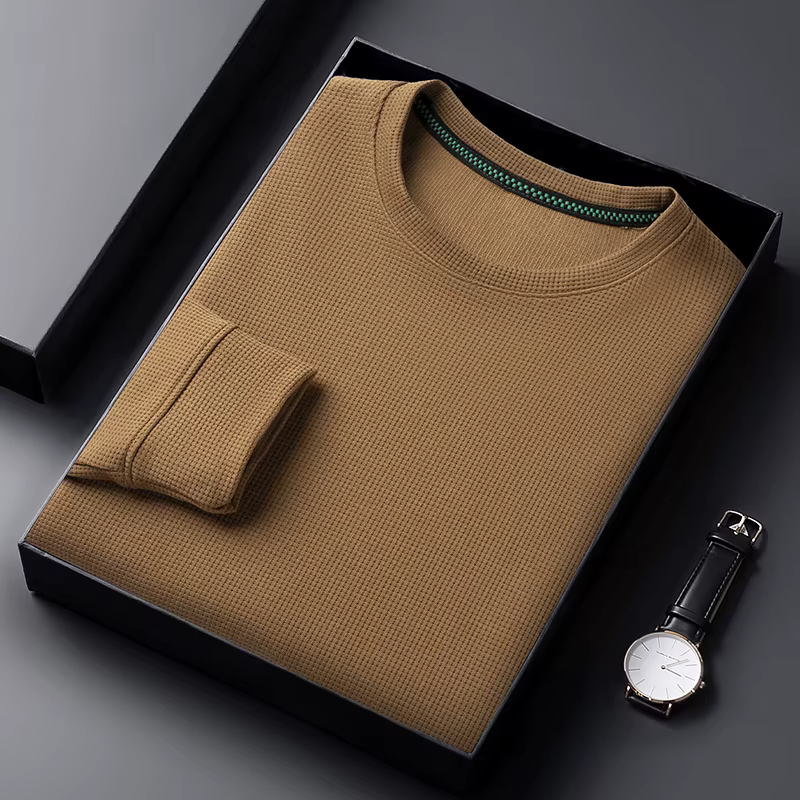 T-shirt décontracté pour homme à col rond en tissu gaufré