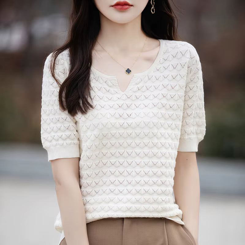T-shirt en pur coton à manches courtes pour femmes