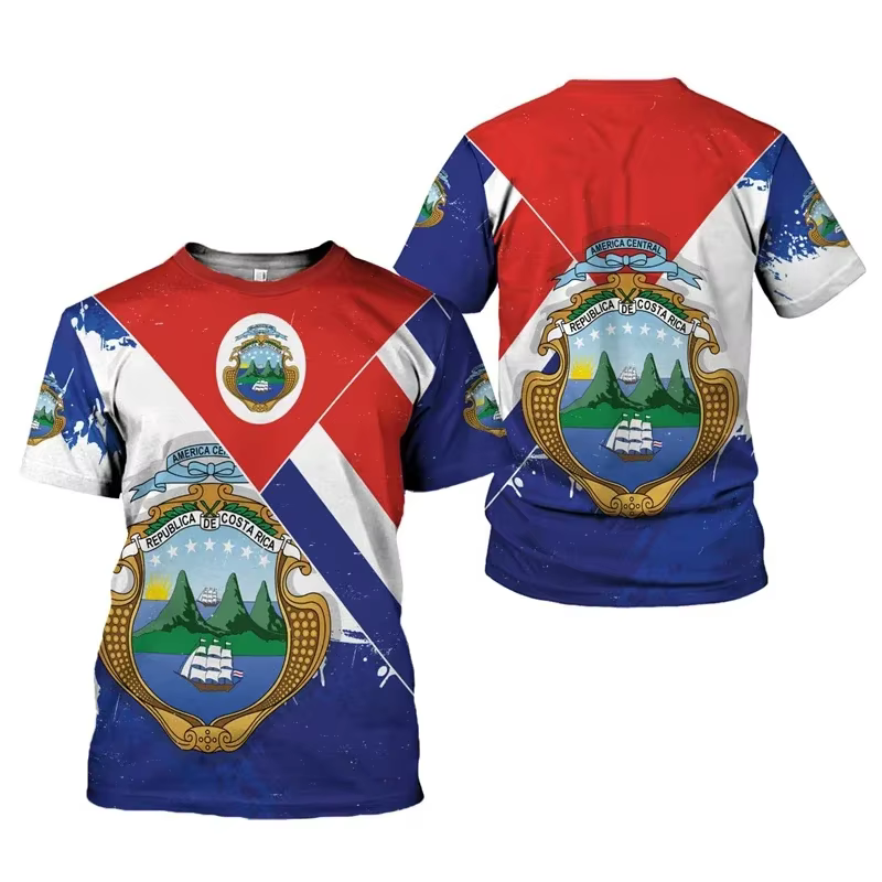 T-shirt personnalisé avec emblème national du Costa Rica pour hommes