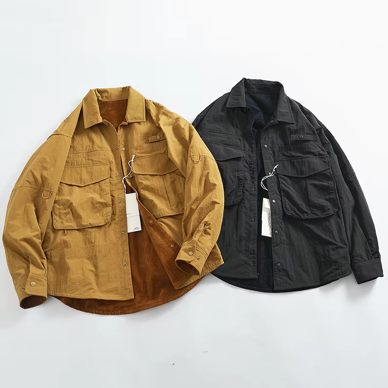 Veste Cargo Réversible en Tissu A + B pour Homme