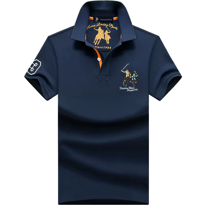 Polo d'été hommes coton décontracté broderie