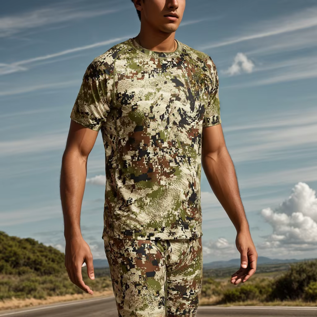 T-shirt pour homme, antibactérien, séchage rapide, imprimé camouflage, chasse, manches courtes, vêtements de chasse d'été