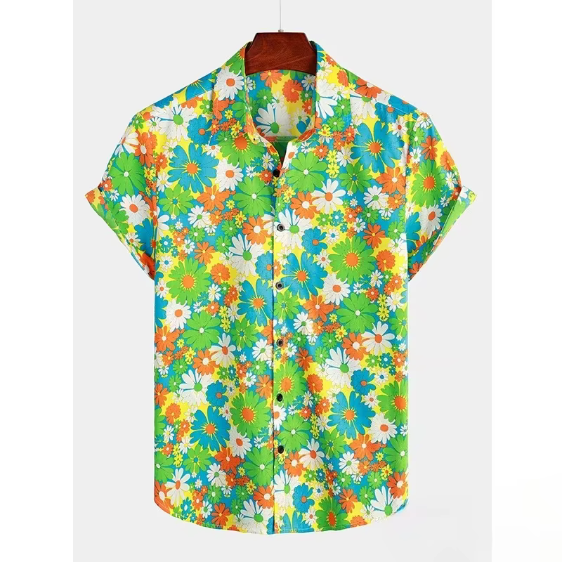 2025 Chemise hawaïenne pour hommes T-shirt floral d'été plage imprimé de fleurs