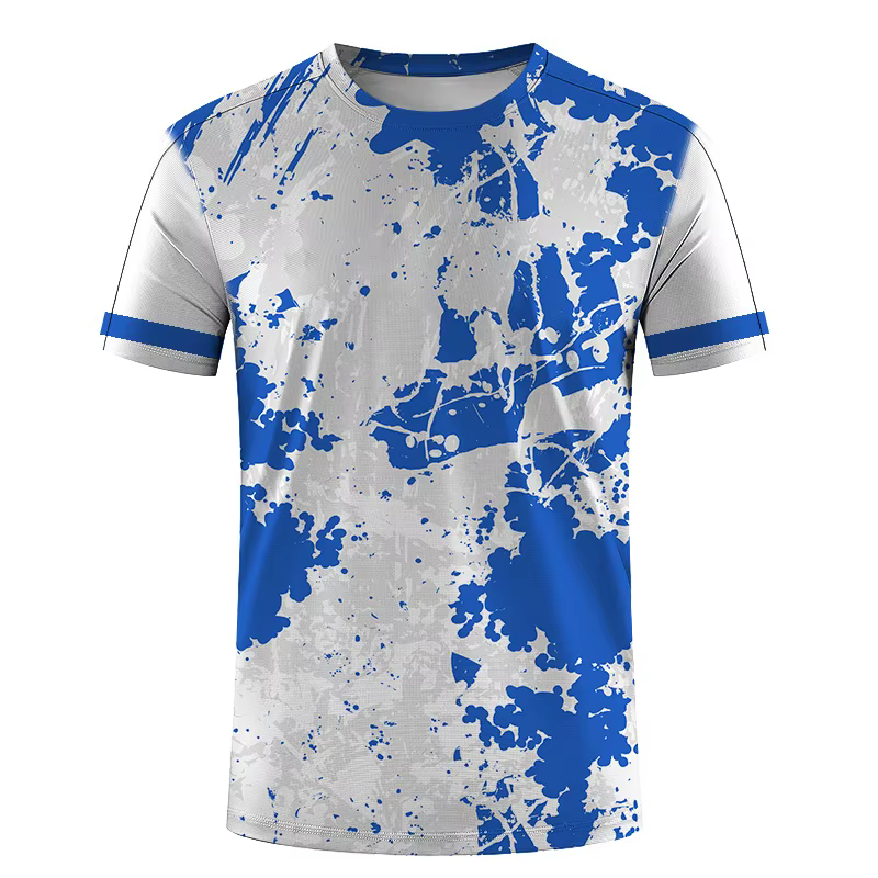 T-shirt à motif d'épissage géométrique coloré pour hommes