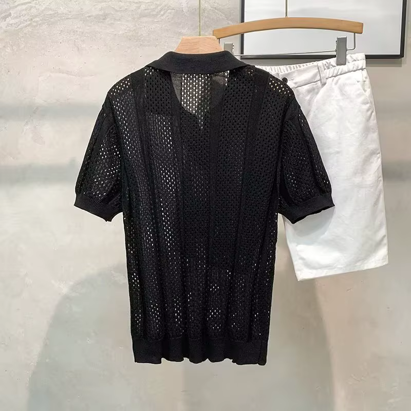 Polo en maille ajourée pour homme