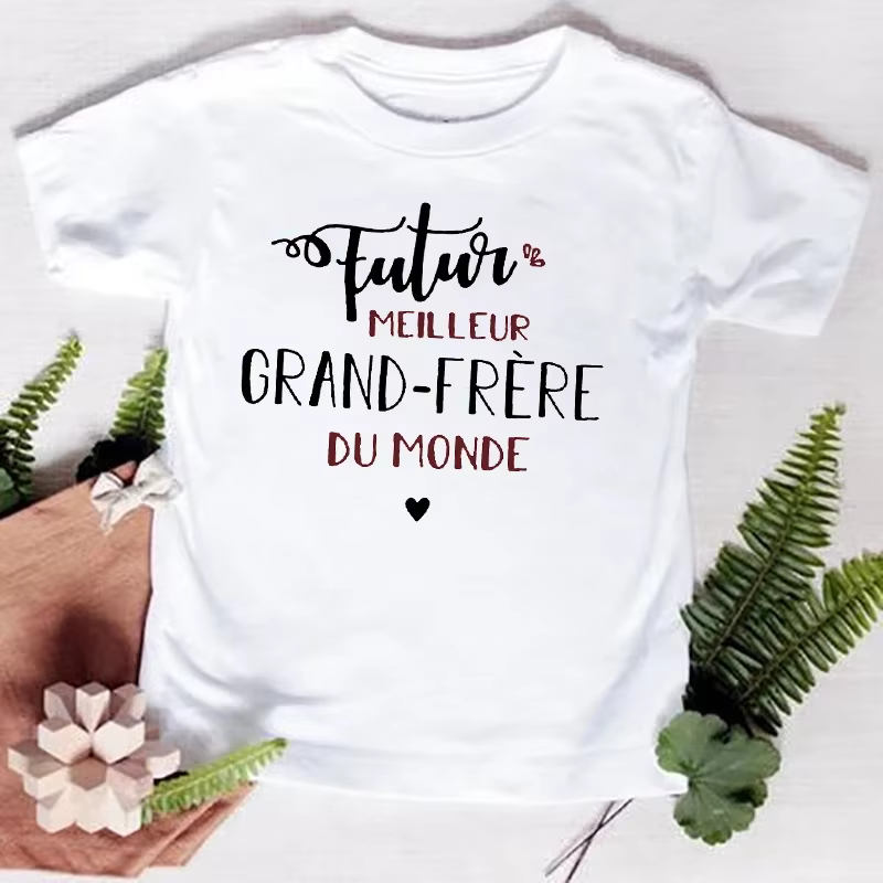 Futur grand frère/soeur du monde enfants T-shirt bébé annonce grossesse enfant
