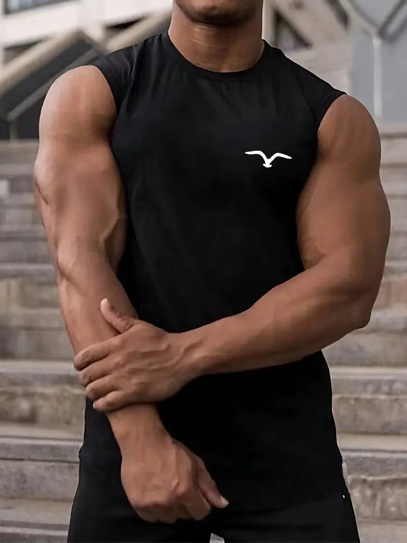 T-shirt sans manches à col rond pour hommes
