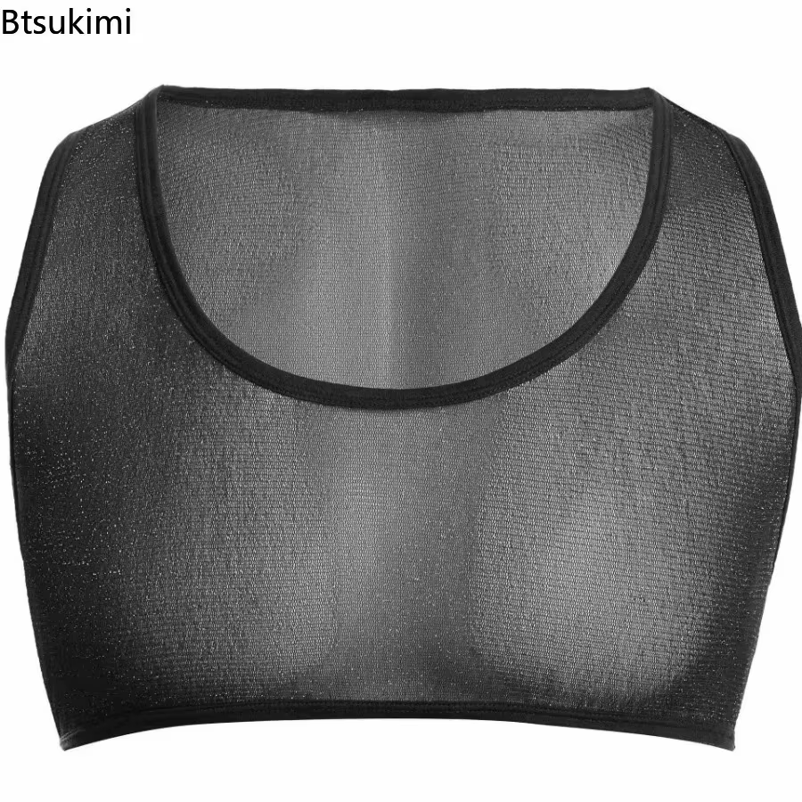 Nouveau 2026 hommes Sexy brillant Transparent maille culture hauts gilet sans manches sport Muscle maillot de corps col