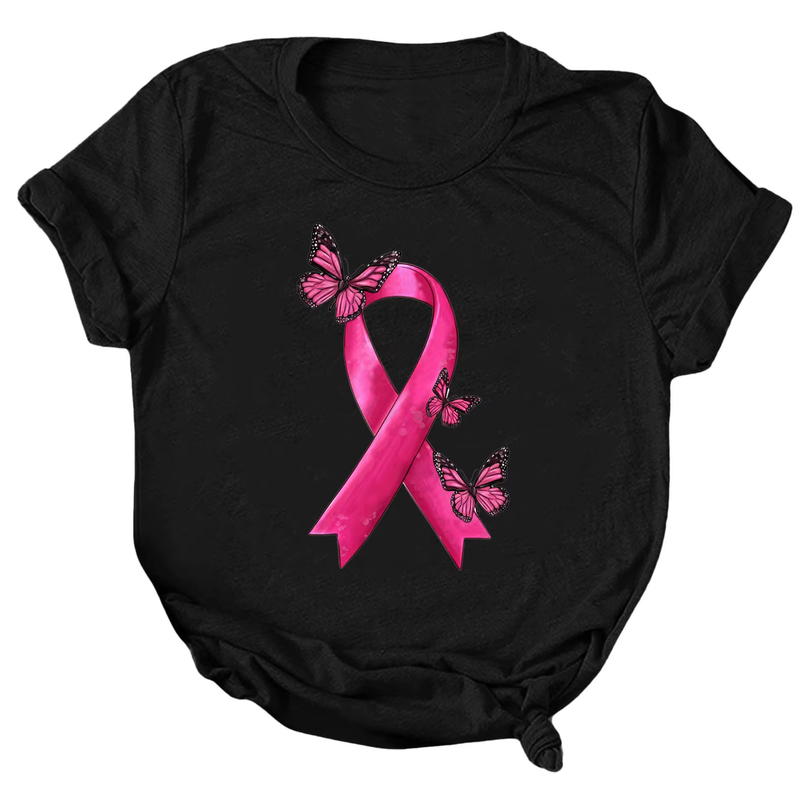 T-Shirt à Manches Courtes et Col Ras du Cou pour Femme