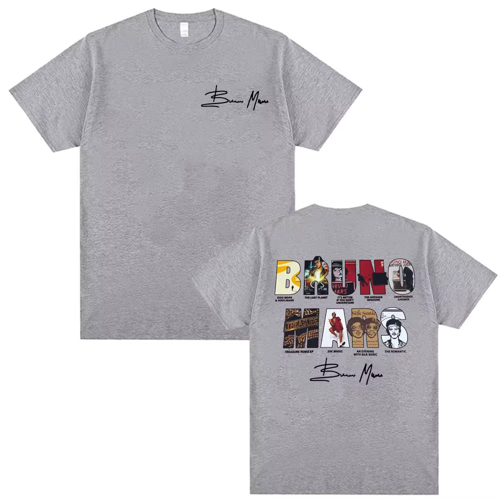 Bruno Mars The Romantic 2026 Album Cover T-shirts Hommes Femmes Mode Hip Hop Streetwear T-shirt Coton Décontracté Oversize