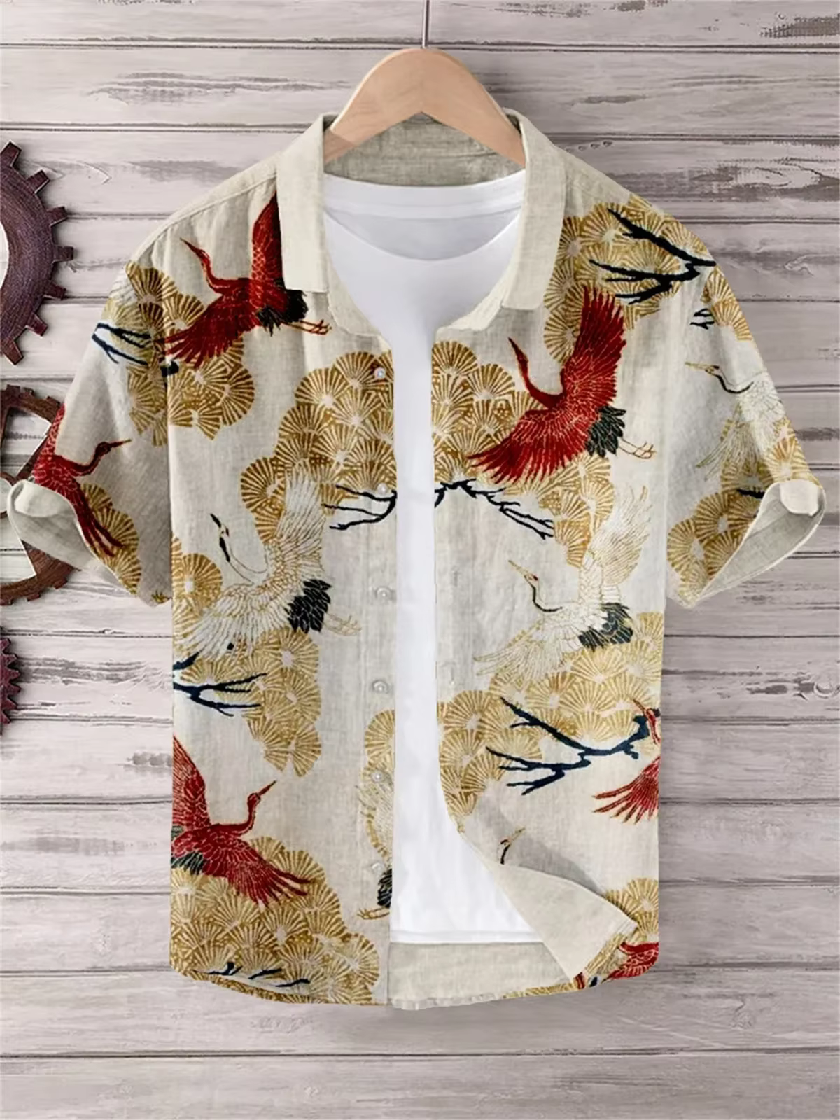 Chemise en lin à manches courtes pour hommes