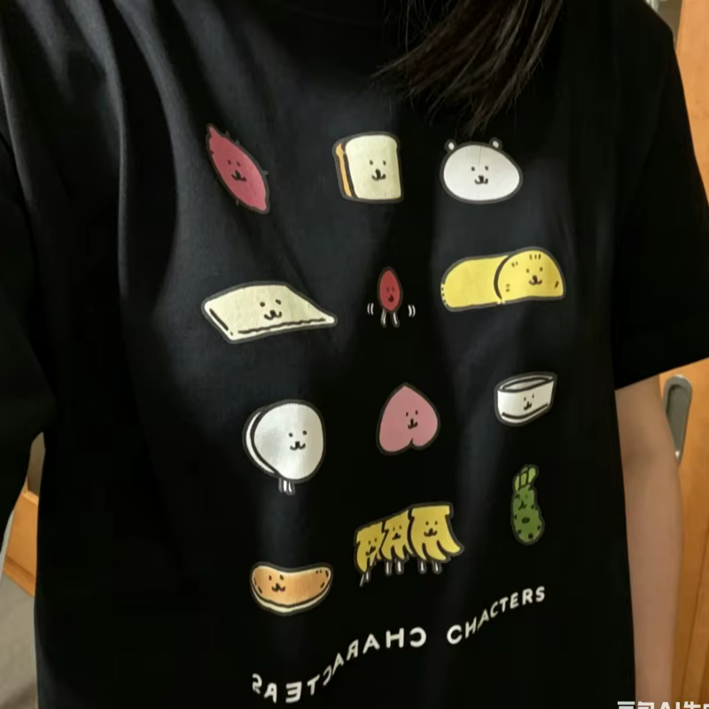 T-shirt graphique Kawaii à motif alimentaire pour femme