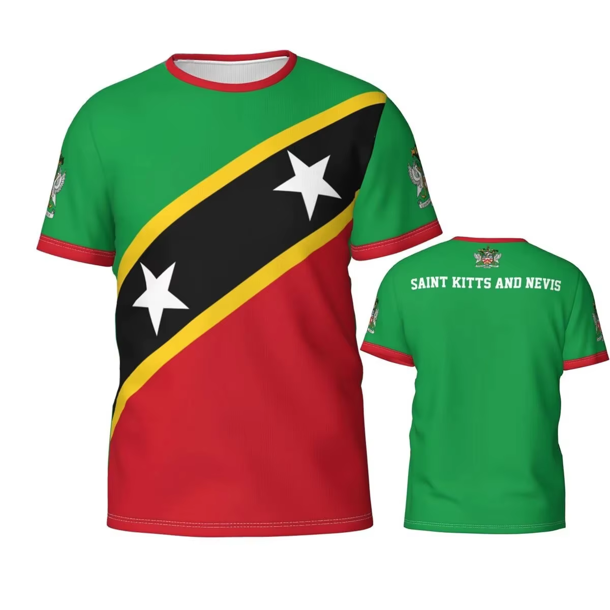 Saint Kitts et Nevis maillot de Football T-shirt mode drapeau Badge graphique t-shirts hommes et femmes sport à manches courtes uniforme de Football