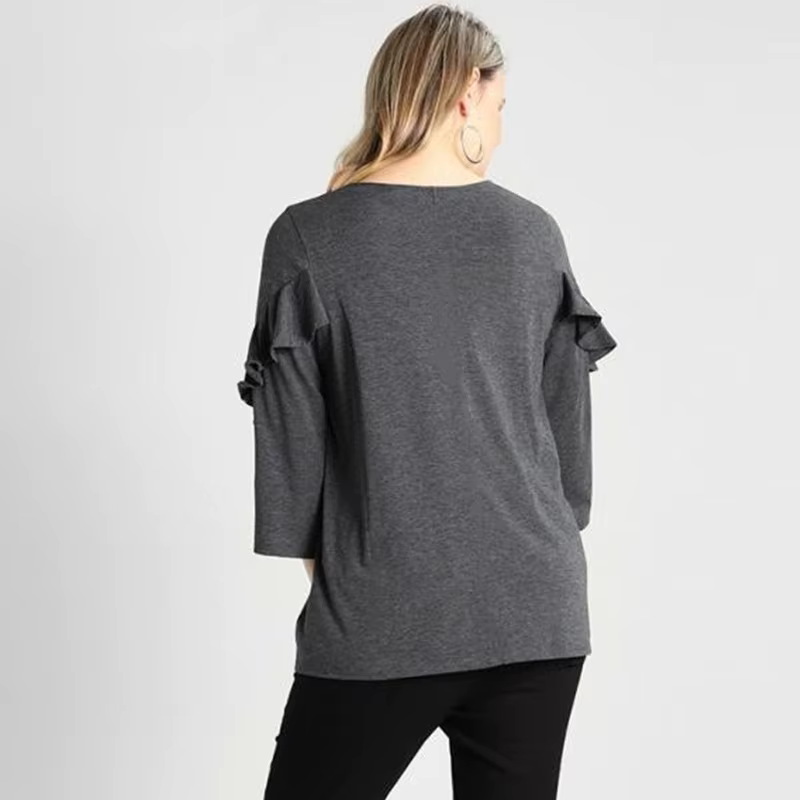 T-shirt en coton à manches trois quarts pour femmes