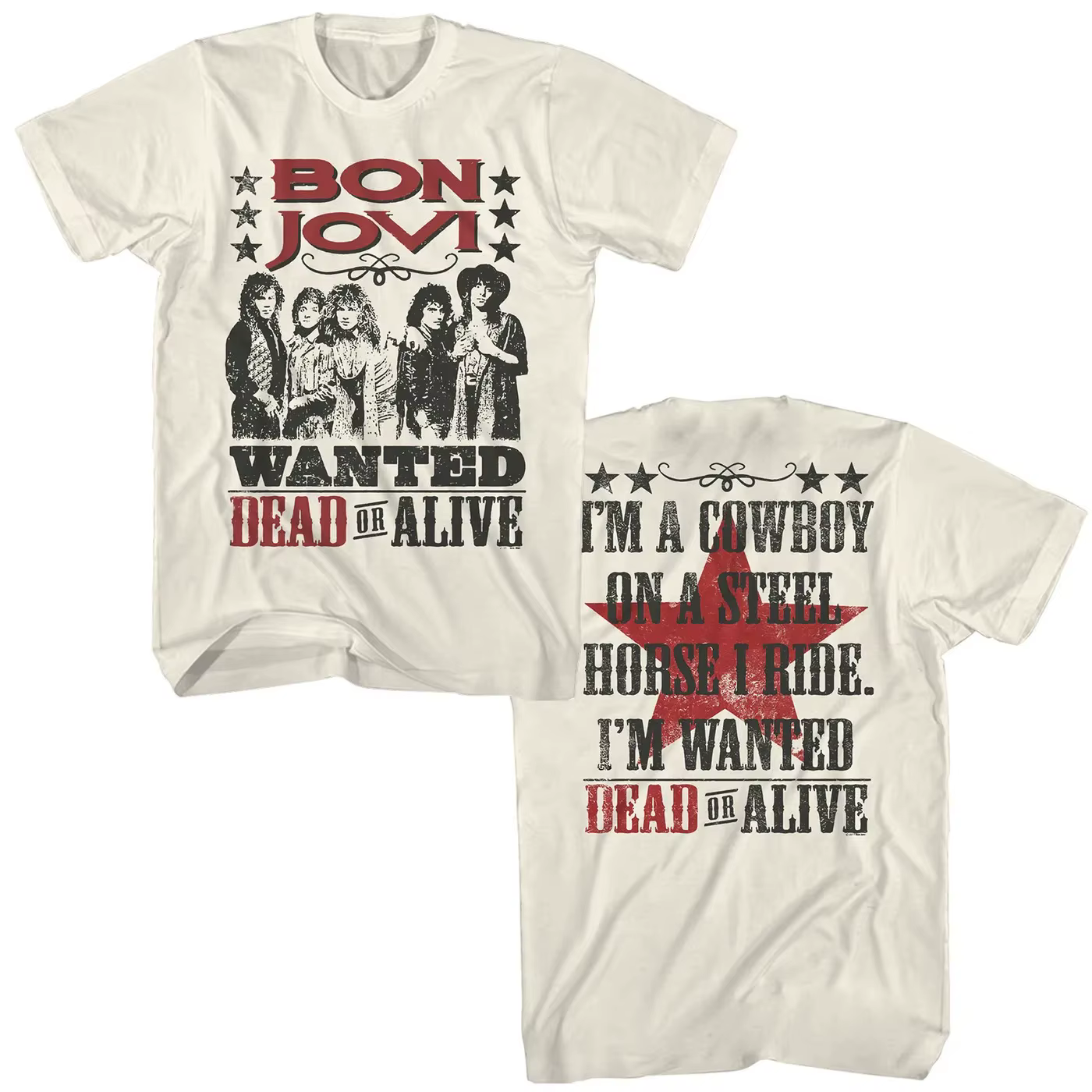 Bon Jovi T-Shirt recherché mort ou vivant Bon